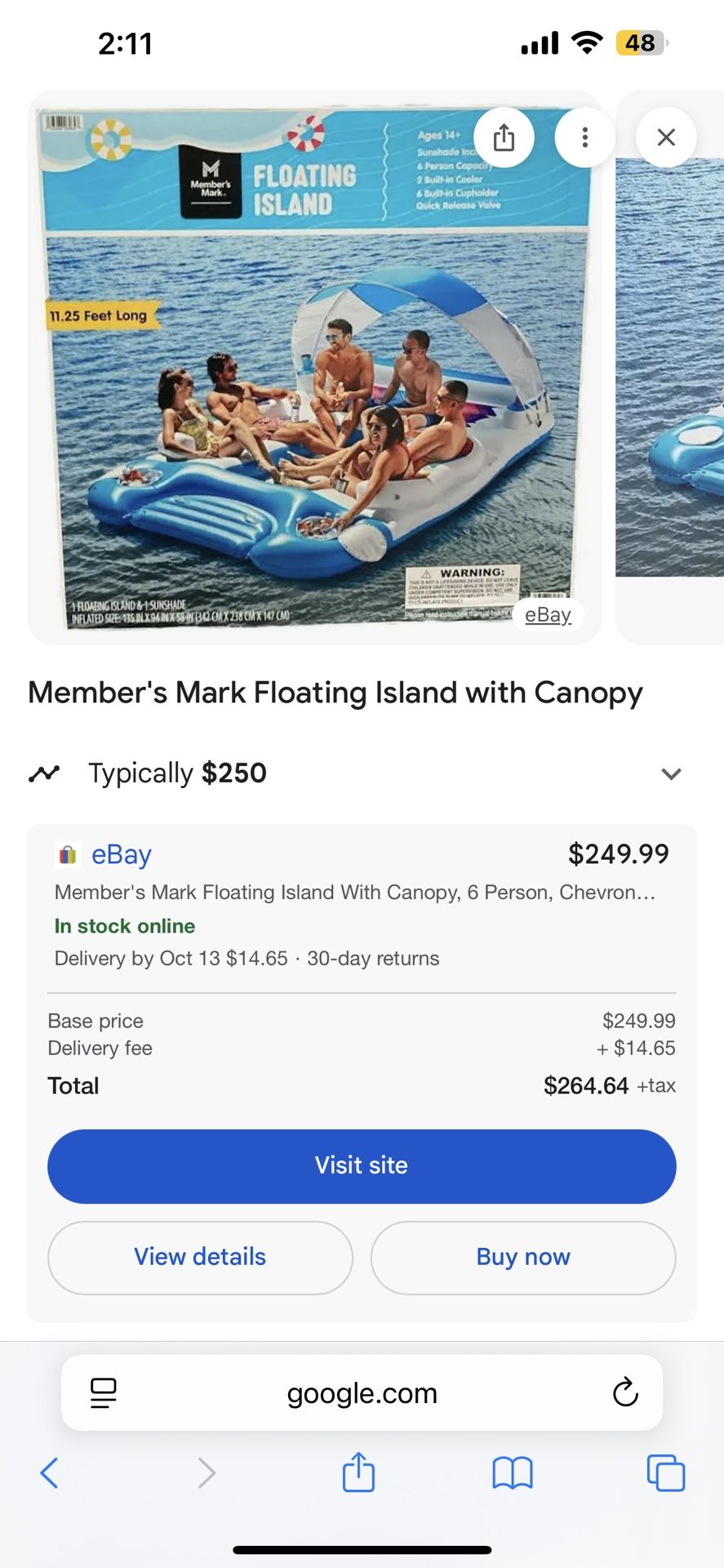 Floating Island 11.25 Ft