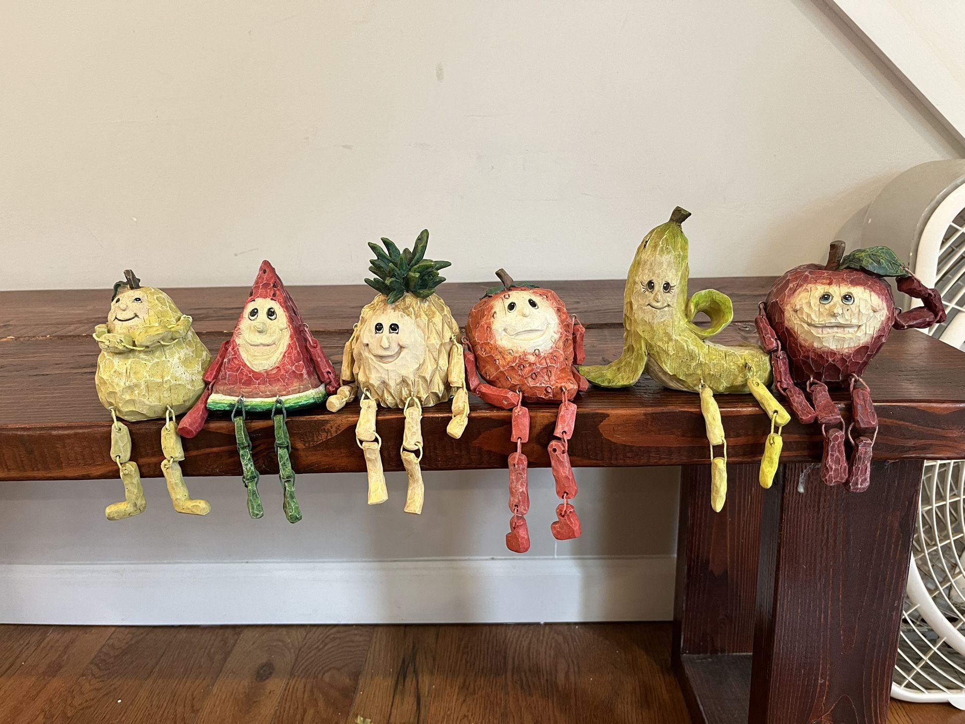 Anthropomorphic Shelf Sitters Fruit Figure Figurine Lot Set Apple Banana