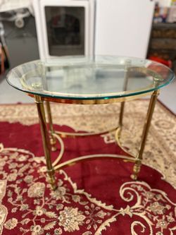 Round Glass Top Brass Side Table