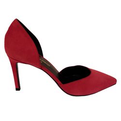 YSL Saint Laurent Women's Red Suede Leather D'orsay Pumps Heels
