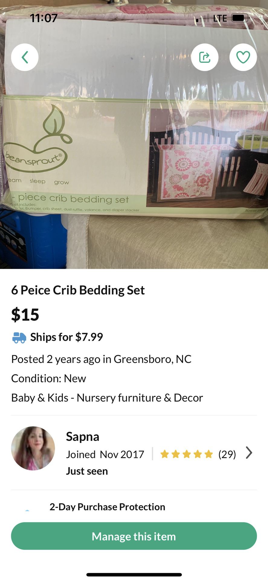 6 Piece Crib Bedding Set 
