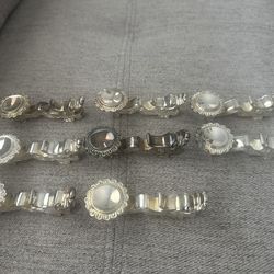 Set 8 Dragon Chopstick Holder Chinese VTG Heavy Utensil Rest Silver Plated 4”