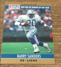 1990 Pro Set #1 Barry Sanders "1989 Rookie of the Year" Card - Detroit Lions