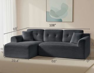 108” Comfy Cloud L Shape Couch with ottoman