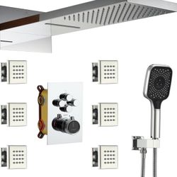 Brand New In The Box- CASAINC 22-Inch Thermostatic Shower System Wall Mounted 4 Function Luxury Rainfall & Waterfall Shower Head with Handheld Spray a