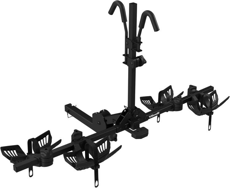 Vibrelli 2 Bike Hitch Rack - Tilt Down/Fold Up - Good For Electric Bikes