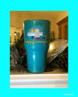 Happy Camper Glitter Tumbler