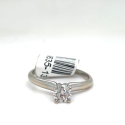 14KT White Gold Diamond Solitaire Ring 2.30g .33CTW Size 7 163635/13