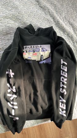 Key street black hoodie with white Japanese wording Size L