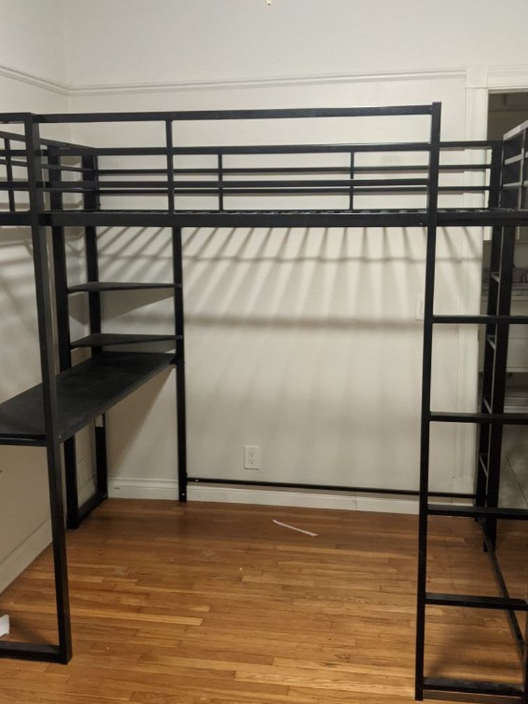 Bunk Bed For Full Size Mattress With Desk And Shelving