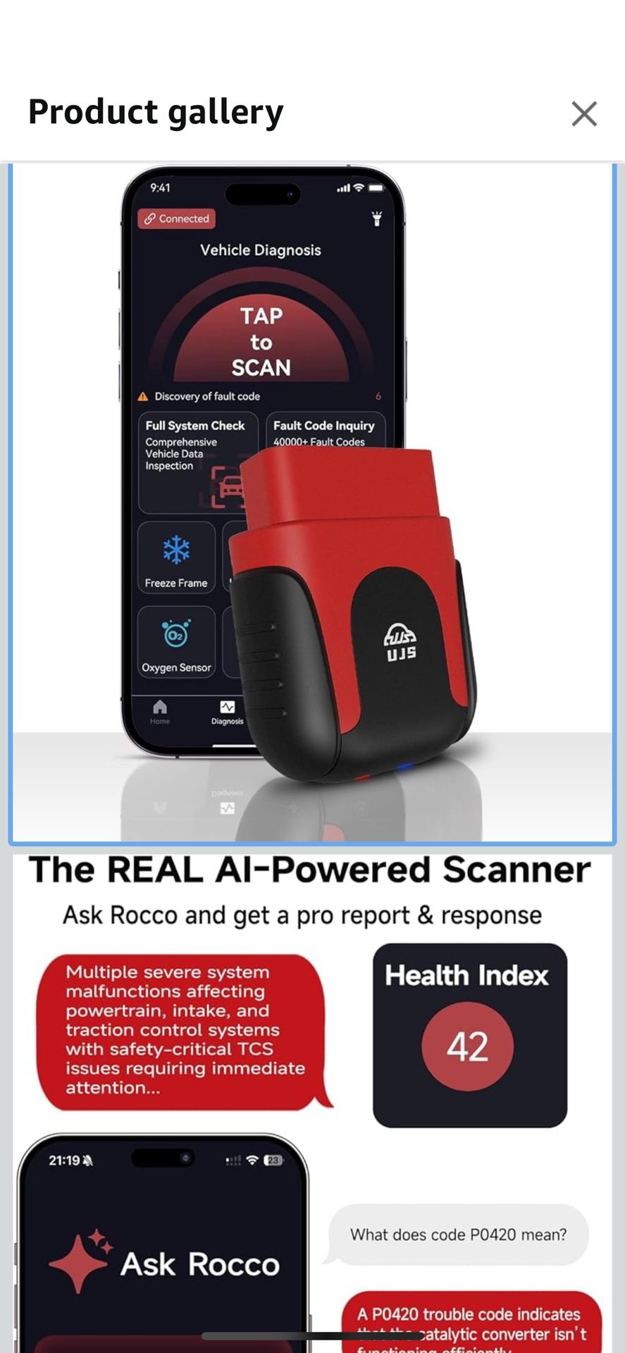  2025 Bluetooth OBD2 Scanner for iPhone & Android - AI Powered Wireless Car Diagnostic Scan Tool, Check Engine Code Reader with Real-Time Data, No Sub