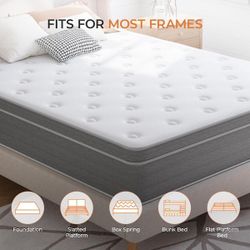 Comfort Plus Queen Medium Firm 10 in. Hybrid Mattress, Suitable For All Sleeping Positions A restful night's sleep is the key to a great m