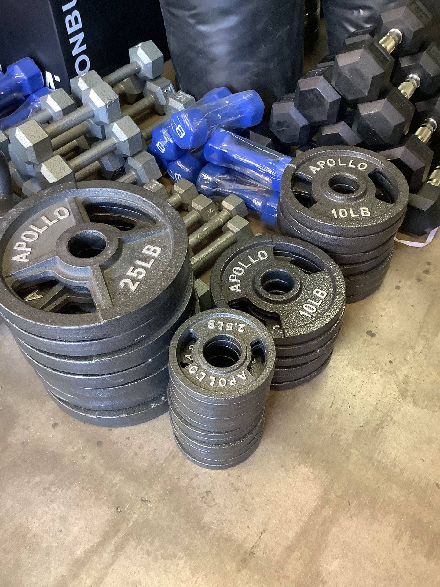 New Dumbbells, Olympic Plates, Standard Plates, Heavy Bags And More for