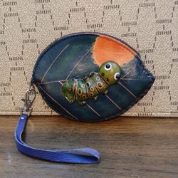 Leather Caterpillar Coin Purse