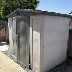 Black & Decker Plastic Storage Shed 8x5.5 ft - Double Doors, Windows & Shelves