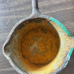 Vintage Lead Cast Iron Melting Smelting Pot With Long 25" Handle