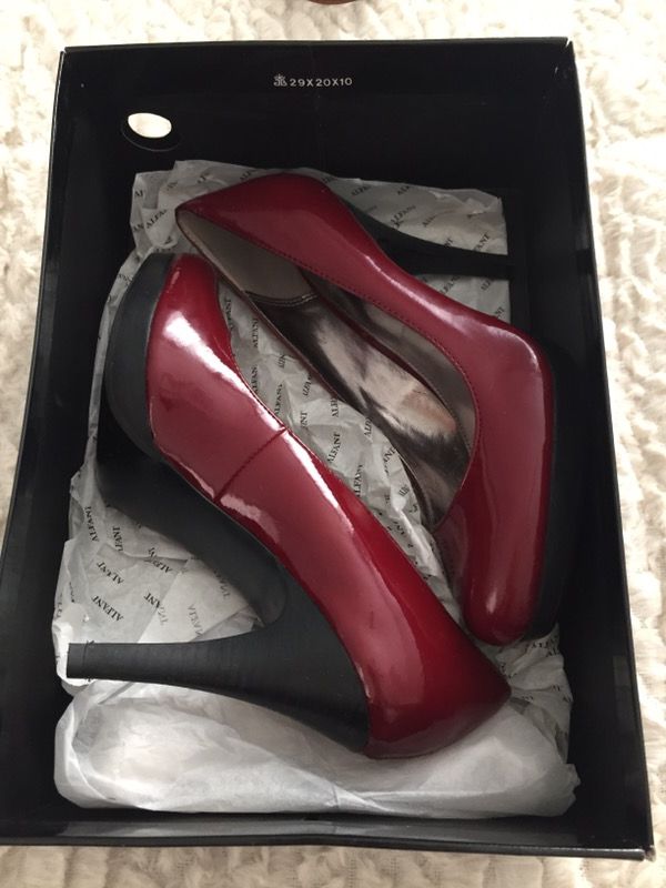 Alfaro red patent leather heels