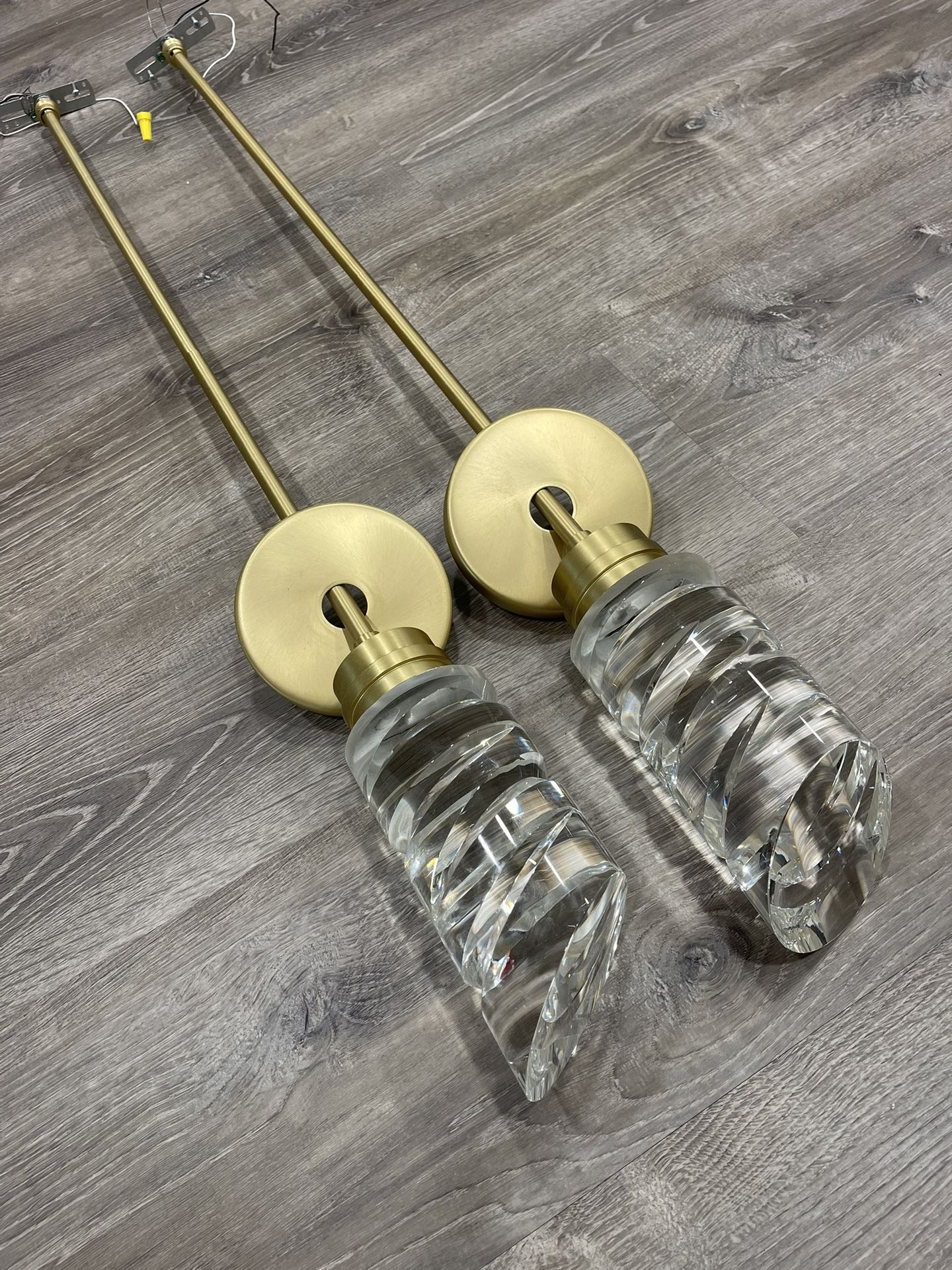 Ceiling LED Fixture Pendant Light Gold Bronze Glass