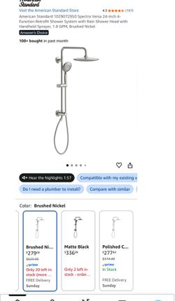 American Standard 24" Spectra Versa Shower System, Rain Head,Brushed Nickel