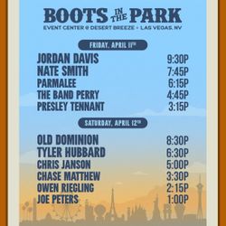 Saturday Boots In The Park Ticket 