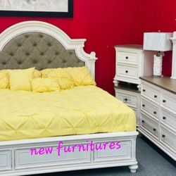 Bedroom Set Queen or King Bed Dresser Nightstand Mirror Chest Options Baylesford 