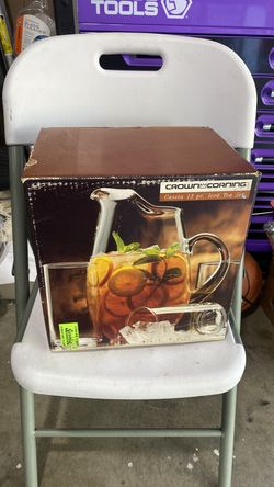 Vintage crown Corning iced tea set pitcher glass