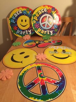 70s party cardboard decorations
