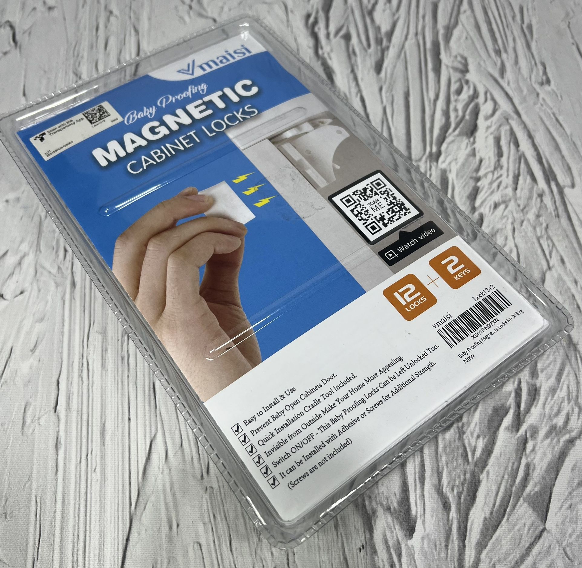 Vmaisi Baby Proofing Adhesive Magnetic 12 Cabinet Locks 2 Keys Easy Install