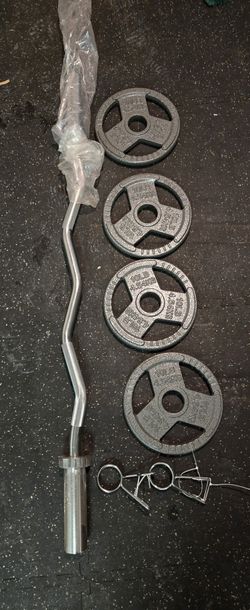 Curl Bar And Weights 