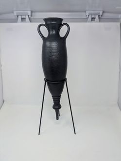 Vintage Terracotta "Terra Nigra" Amphora Vessel