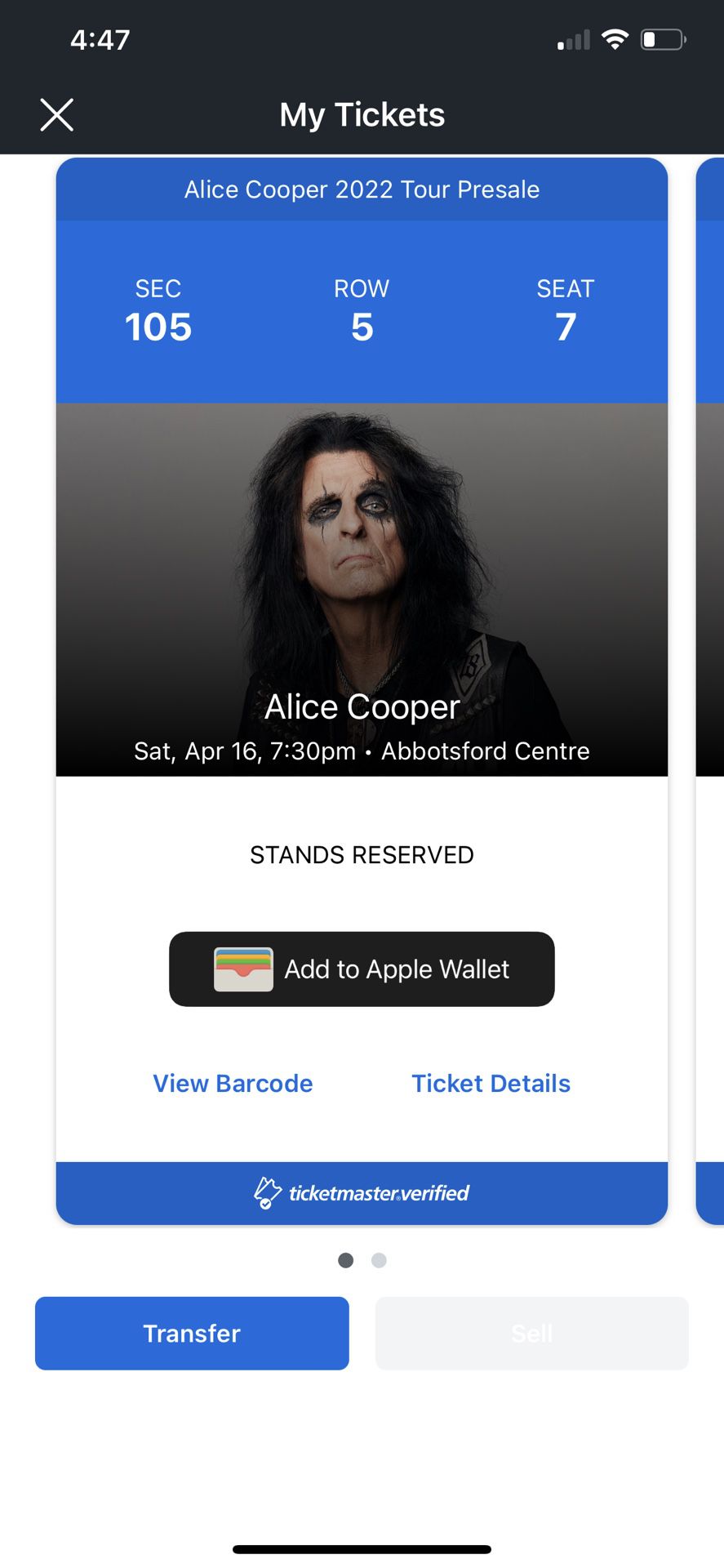 Alice Cooper x 2 Great Seats In BC 