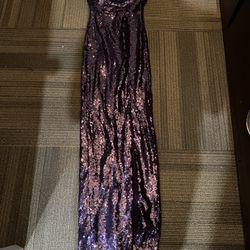 Long Purple Glitter Dress