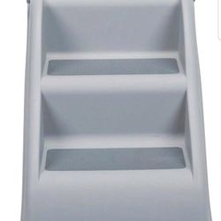 3 Step Pet Stairs, Lightweight and Collapsible, Easy to Store, Non-Slip Treads, Gray
