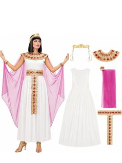 Cleopatra Costume Women size Medium 6Pcs Egyptian Queen Dress Greek Goddess Set