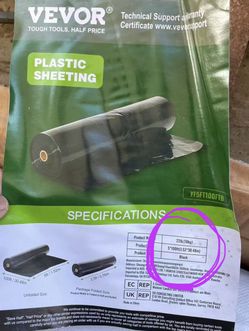 VEVOR 5 x 100 FT Plastic Sheeting Heavy Duty, 10Mil Thick Plastic Sheeting Roll, Plastic Drop Cloth