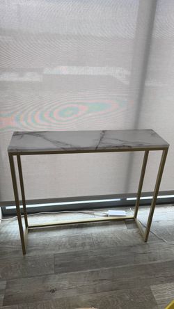 White and gold entryway table