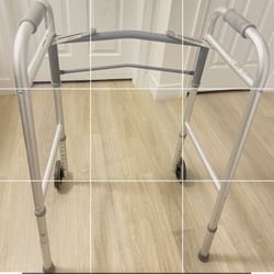 Mobility Aid 2 Button Folding Walker With Wheels 