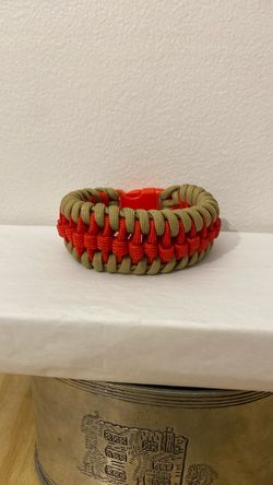 Paracord Survival Bracelet Tan and Red 8.5 inches