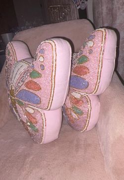 Two Beaded butterfly pillows