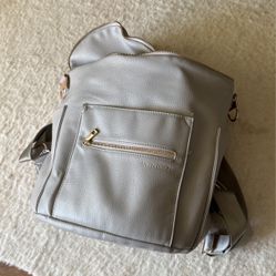 Fawn Design Gray Leather Diaper Bag