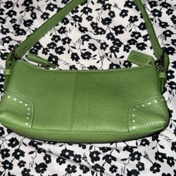 Green | COACH | Vintage Leather Baguette Handbag