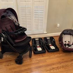 Graaco Baby Stroller, Car Seat, 2 Bases and Rain Cover