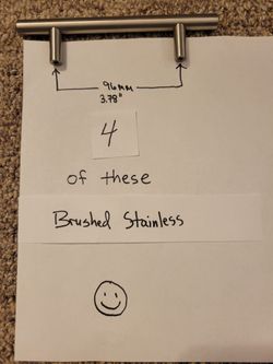 4 Brushed Stainless cabinet & drawer bar pulls - 96mm