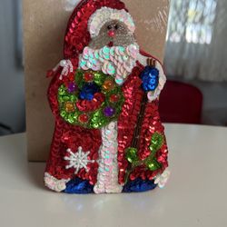 Santa Satin, Bead And Sequin Gift Box