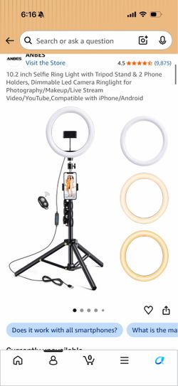 10.2 inch Selfie Ring Light with Tripod Stand & 2 Phone Holders