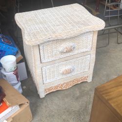 Wicker end table accent nightstand storage