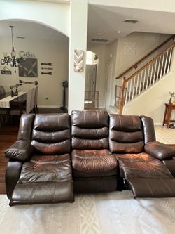 Wrap around leather furniture 3 pieces   4 Manuel recliners$125 obo