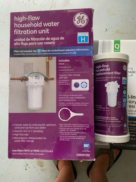 High Flow household water filter with extra cartridge