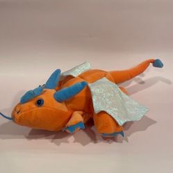 Caltoy Orange Blue Dragon Plush Puppet Vibrant Wing: Tail Toy Stuffed 15" long