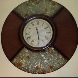 Pair Of Brown Wall Art & 30” Clock